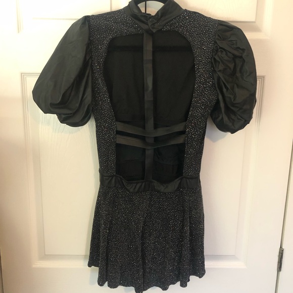 Weismann Black Sparkle Overskirt Leotard Bodysuit with Open Back - Adult Large - Picture 9 of 14